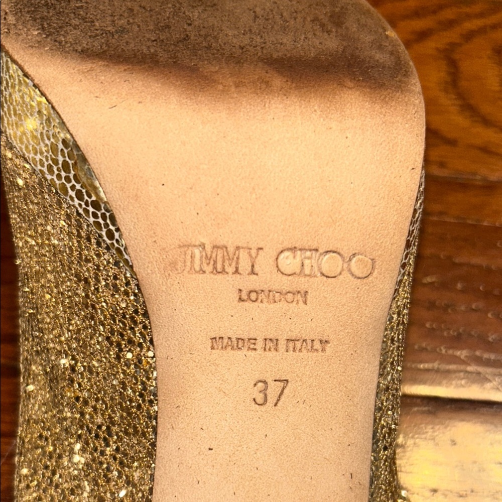 Jimmy Choo Glittering Gold Slingback Heels - Picture 11 of 14